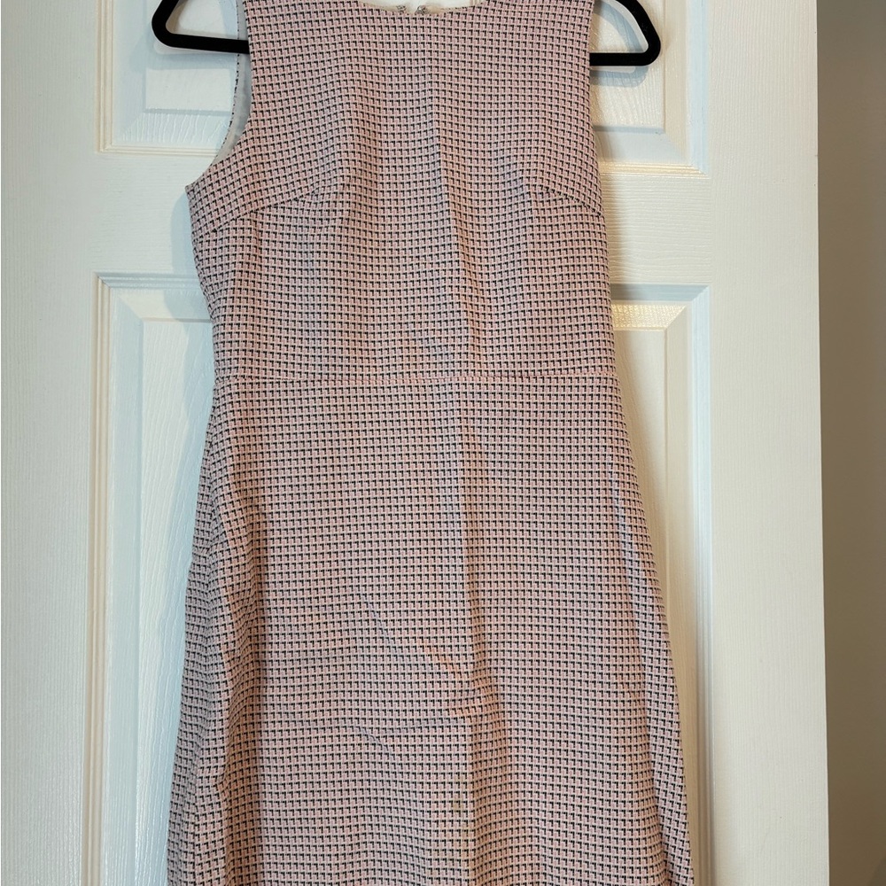 LOFT Pink and White Checkered Midi Dress